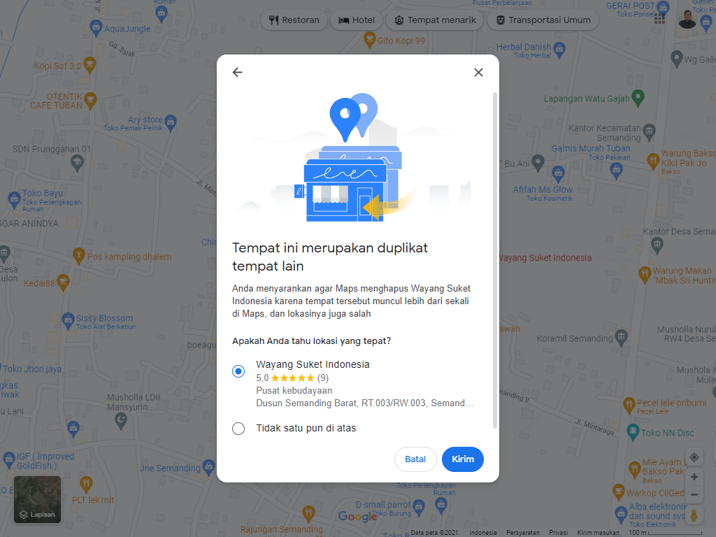cara menghilangkan duplikat Google Maps
